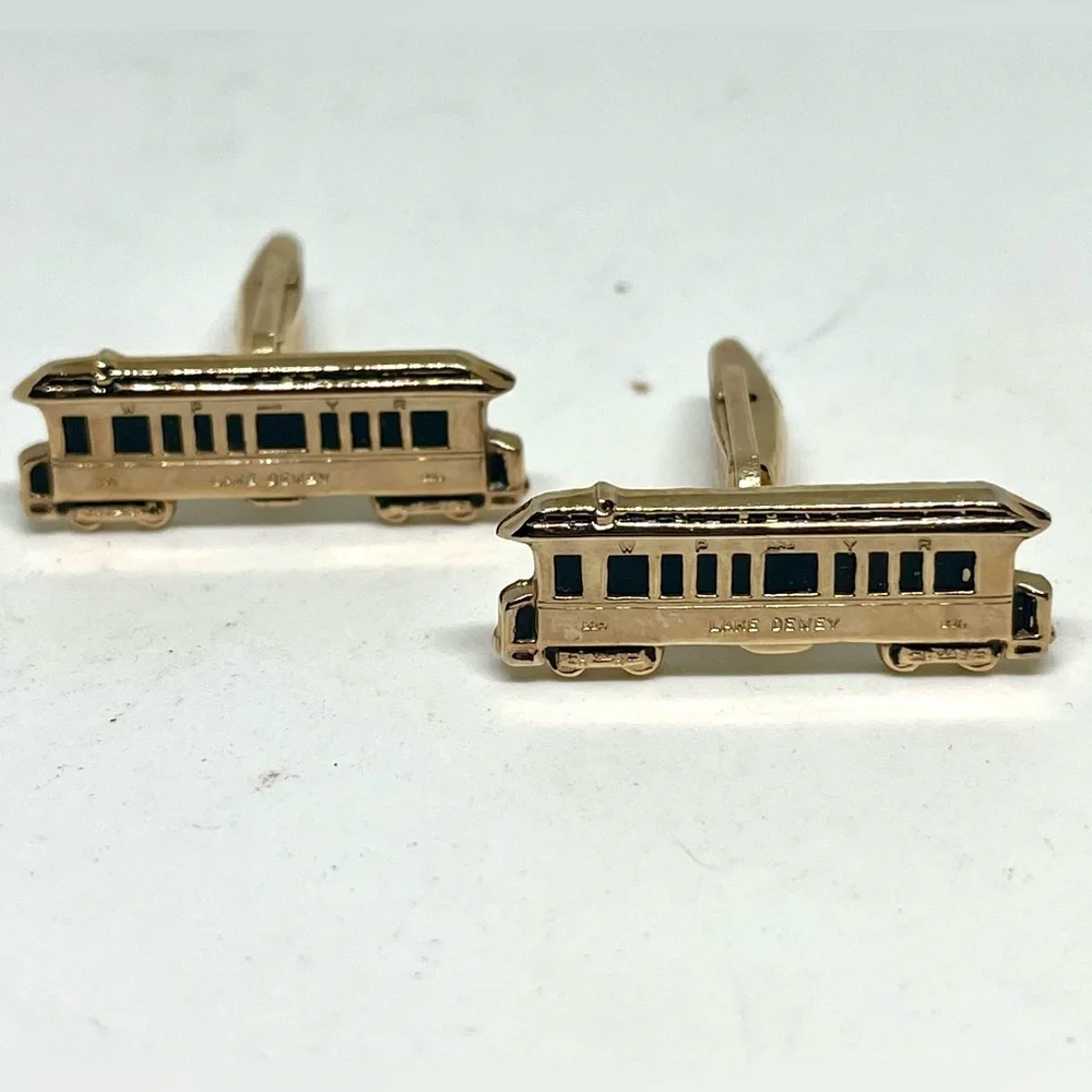 Vintage Pioneer Trolley Car Train Cuff Links
